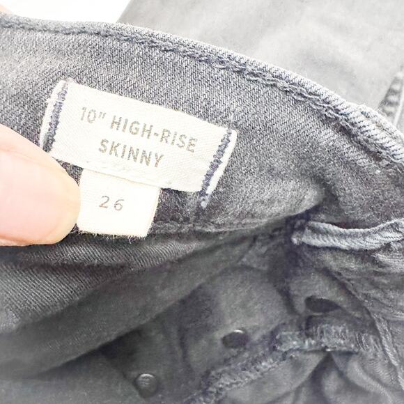 Madewell 10" High-Rise Skinny Denim Jeans Button Front Charcoal Black Size 26 - Picture 6 of 8